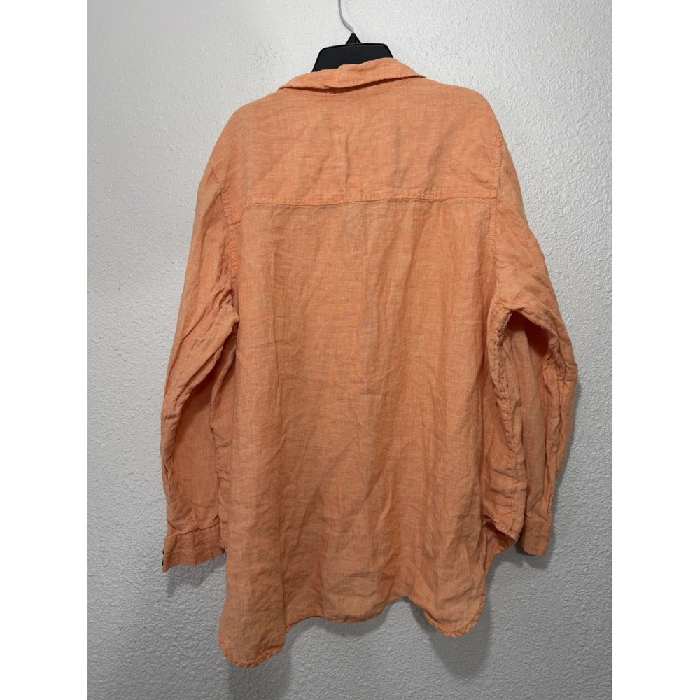 Sigrid Olsen 2X Linen Top Plus Button Down Boho Beach Resort Fall Orange - Picture 3 of 8